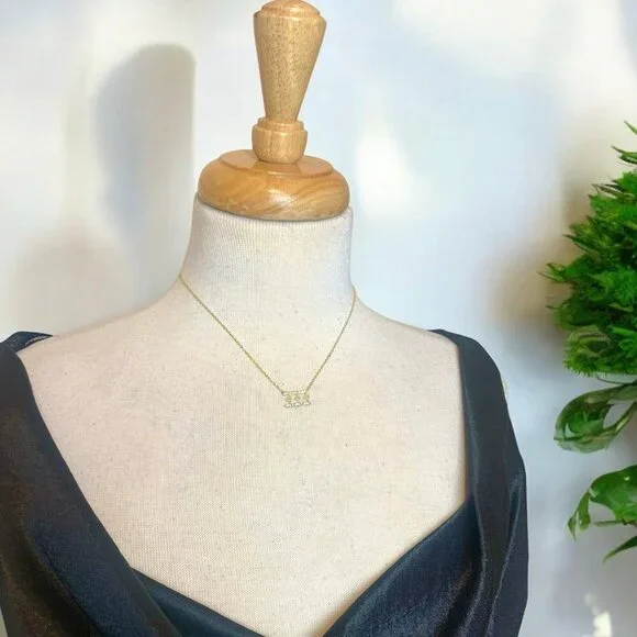 Angel Number 333 Gold Plated Sterling Silver 16" Necklace - Picture 5 of 6